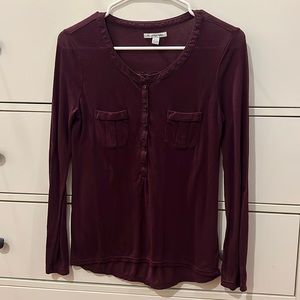 Business Casual long sleeve Burgendy top / blouse